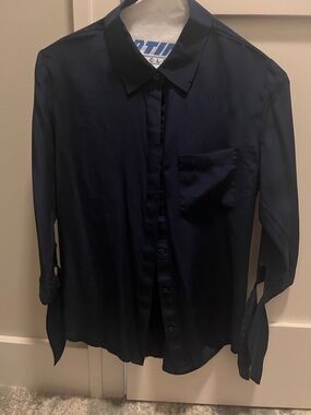 Juicy Couture Navy Long-Sleeve Button Front Blouse